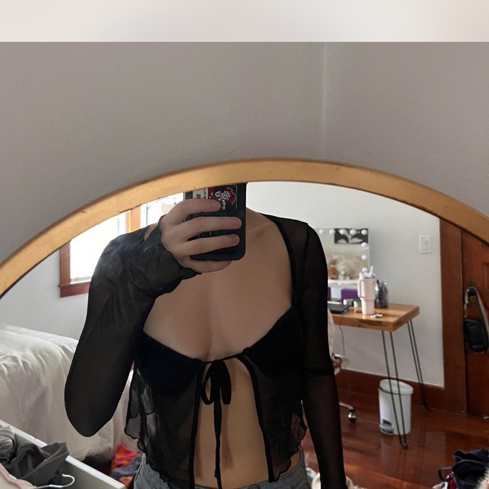 Elegant Black Sheer Women's Top